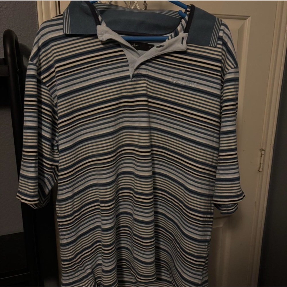 VINTAGE sean john y2k streetwear white and blue polo